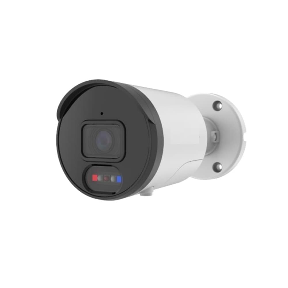 CAMARA IP BULLET VIDEOALERTA 4Mp OPTICA FIJA 2.8mm IR25m AI, POE, LUZ ESTROBOSC roja/azul MIC ALTAVOZ IP67