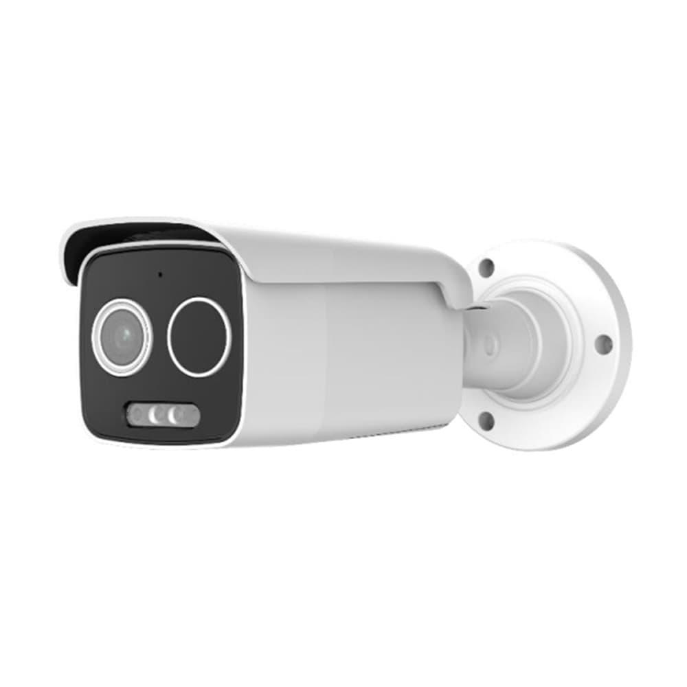 CAMARA IP BULLET TERMICA DUAL VIDEOALERTA 5Mp, OPTICA FIJA 3,6mm/ 3,2mm Luz 15m AI, MIC ALTAVOZ PoE, IP67